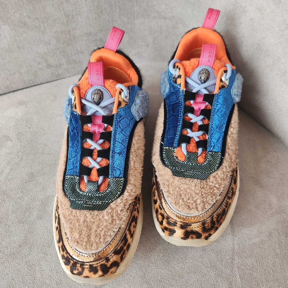 Kurt Geiger Sneakers Women's 6 Plush Kensington Mixed Chunky Cheetah New $185